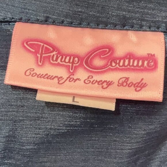 Pinup Couture Blue Birdie Dress With Belt! Size Large (UNICORN) - Picture 3 of 7